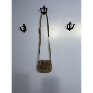 Carlo Cecchini Roma Small Brown Studded Leather Boho Crossbody Bag